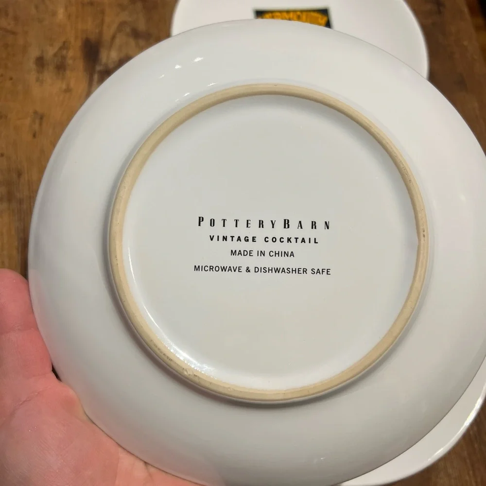 Set of 4 Pottery Barn Vintage Cocktail Plates - Pottery Barn